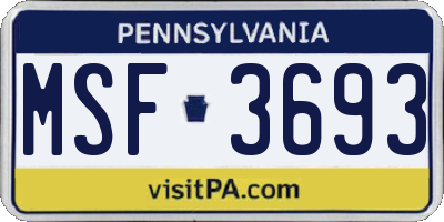 PA license plate MSF3693