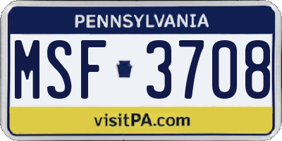 PA license plate MSF3708