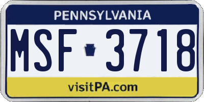 PA license plate MSF3718