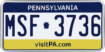 PA license plate MSF3736