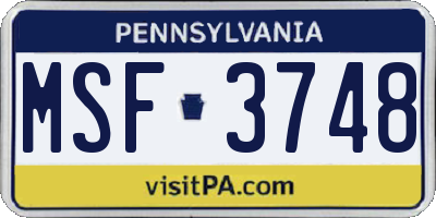 PA license plate MSF3748