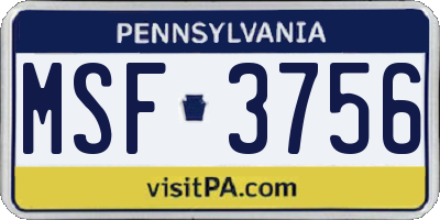 PA license plate MSF3756