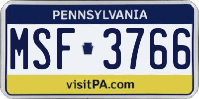PA license plate MSF3766