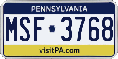 PA license plate MSF3768