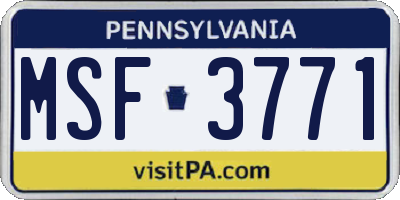 PA license plate MSF3771