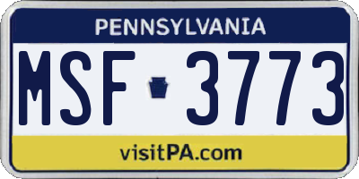 PA license plate MSF3773
