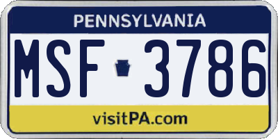 PA license plate MSF3786