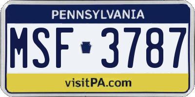 PA license plate MSF3787