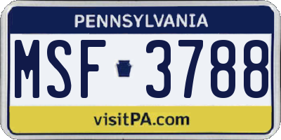 PA license plate MSF3788