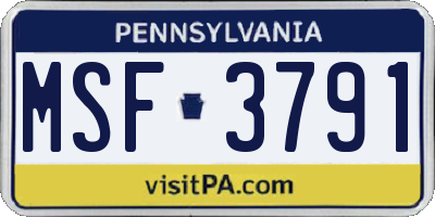 PA license plate MSF3791