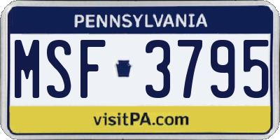 PA license plate MSF3795