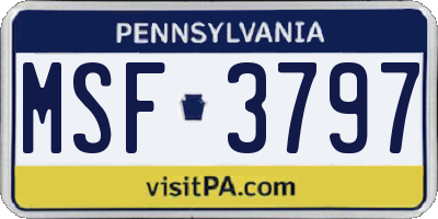 PA license plate MSF3797