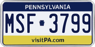 PA license plate MSF3799