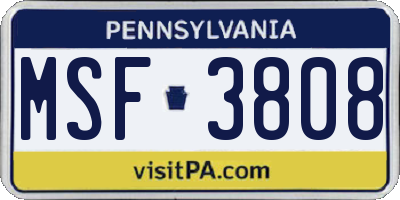 PA license plate MSF3808