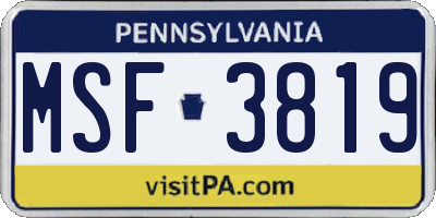 PA license plate MSF3819