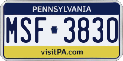 PA license plate MSF3830