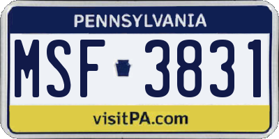 PA license plate MSF3831