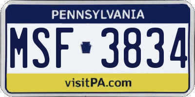 PA license plate MSF3834