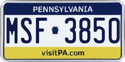 PA license plate MSF3850
