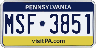 PA license plate MSF3851