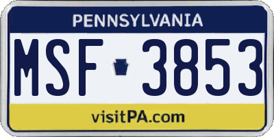 PA license plate MSF3853