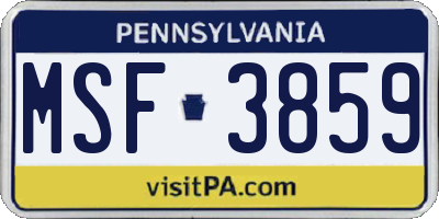 PA license plate MSF3859