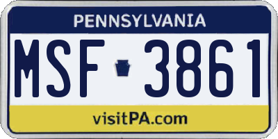 PA license plate MSF3861