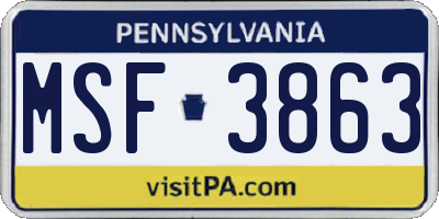 PA license plate MSF3863