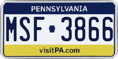 PA license plate MSF3866