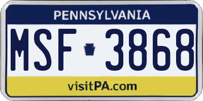 PA license plate MSF3868