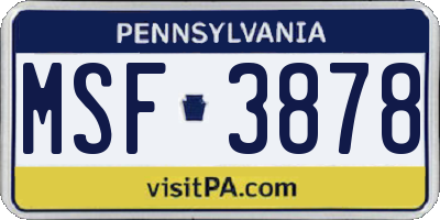 PA license plate MSF3878