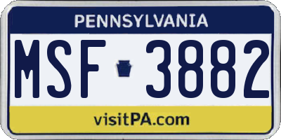 PA license plate MSF3882