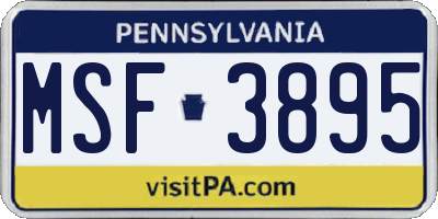 PA license plate MSF3895