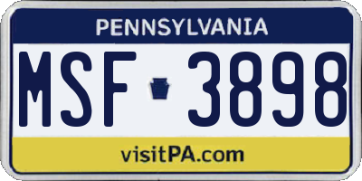 PA license plate MSF3898