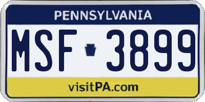 PA license plate MSF3899