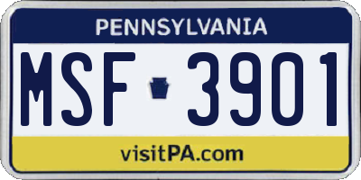 PA license plate MSF3901