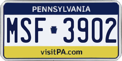 PA license plate MSF3902