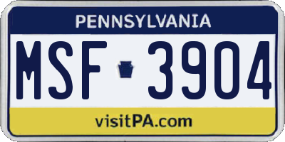 PA license plate MSF3904