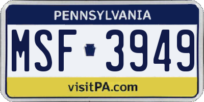 PA license plate MSF3949