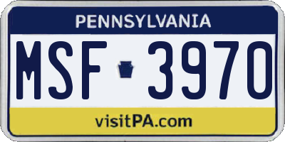 PA license plate MSF3970