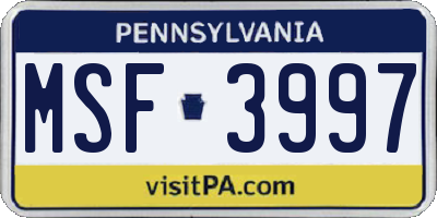 PA license plate MSF3997