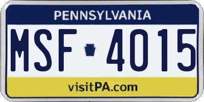PA license plate MSF4015