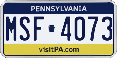 PA license plate MSF4073