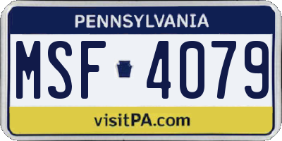 PA license plate MSF4079