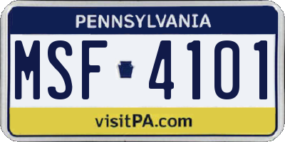 PA license plate MSF4101