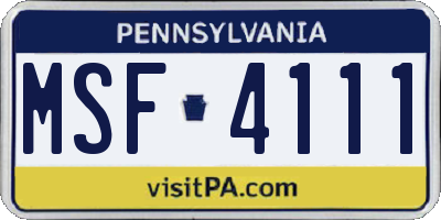 PA license plate MSF4111