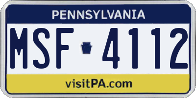 PA license plate MSF4112