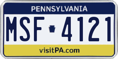 PA license plate MSF4121