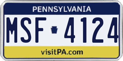 PA license plate MSF4124