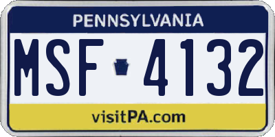 PA license plate MSF4132